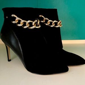 Black leather and suede boots